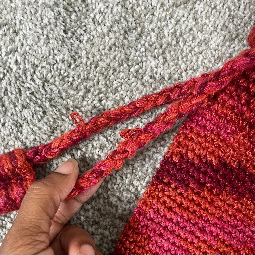 The Sak Happy and Free Crochet Knit Hobo Shoulder Bag Orange Casual Beach Boho
